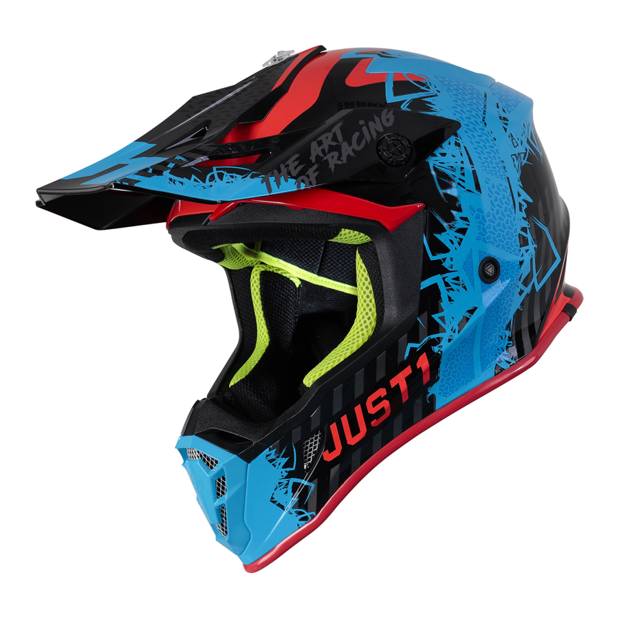 Шлем (кроссовый) JUST1 J38 MASK Hi-Vis синий/красный/черный глянцевый (2021)