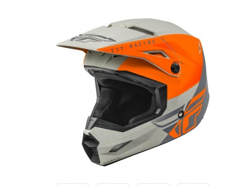 Шлем кроссовый FLY RACING KINETIC STRAIGHT EDGE оранжевый/серый матовый (2021)